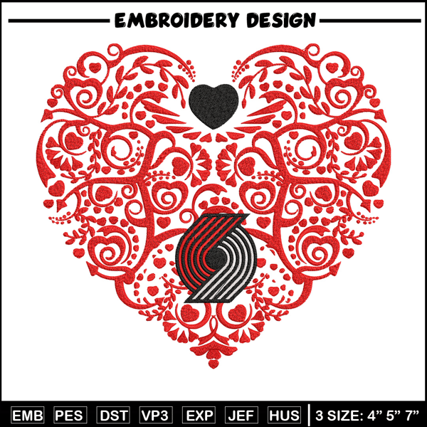 Portland Trail Blazers heart embroidery design,NBA embroidery,Sport embroidery,Embroidery design, Logo sport embroidery.jpg