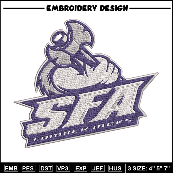 Stephen F Austin State logo embroidery design, NCAA embroidery, Sport embroidery,Logo sport embroidery,Embroidery design.jpg