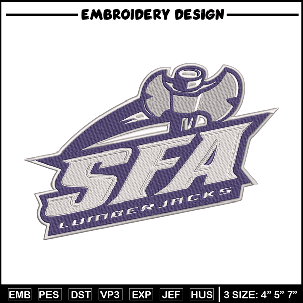 Stephen F. Austin logo embroidery design, NCAA embroidery, Sport embroidery, Embroidery design, Logo sport embroidery.jpg