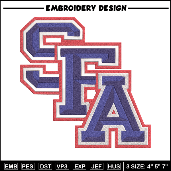 Stephen F. Austin logo embroidery design, NCAA embroidery,Embroidery design,Logo sport embroidery,Sport embroidery.jpg