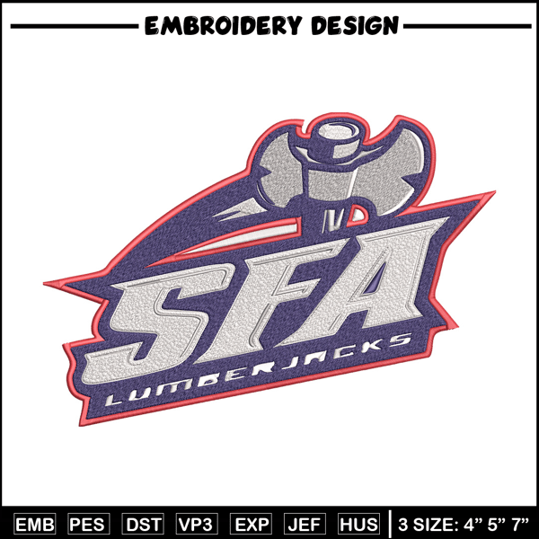 Stephen F. Austin logo embroidery design,NCAA embroidery, Embroidery design, Logo sport embroidery, Sport embroidery..jpg