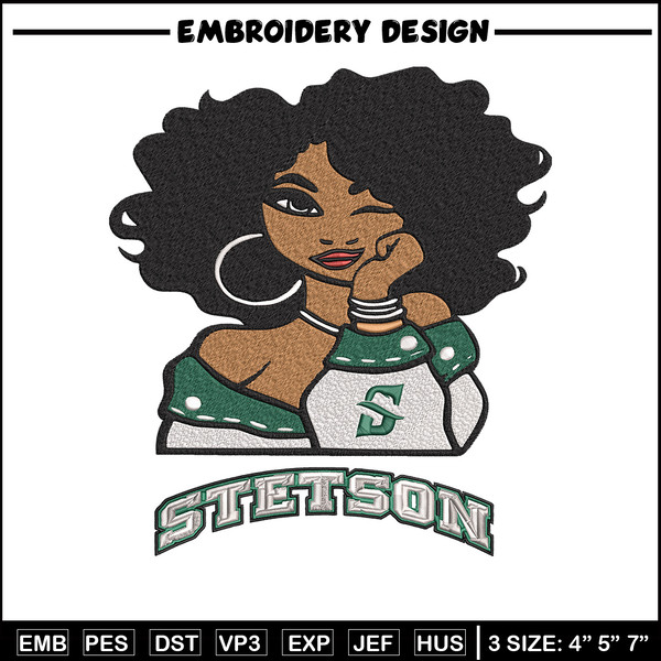 Stetson Hatters girl embroidery design, NCAA embroidery, Embroidery design, Logo sport embroidery,Sport embroidery.jpg