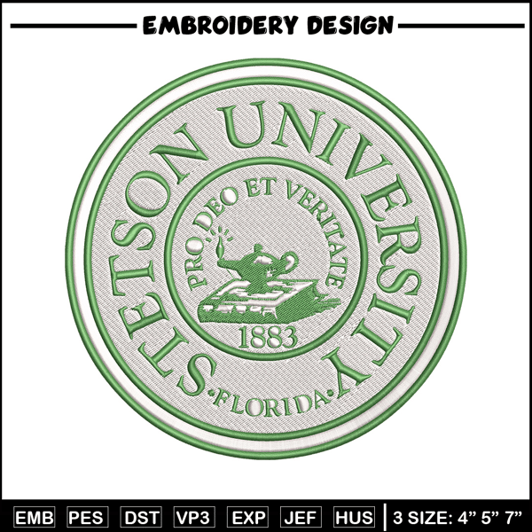 Stetson University logo embroidery design, NCAA embroidery, Sport embroidery,Logo sport embroidery,Embroidery design.jpg