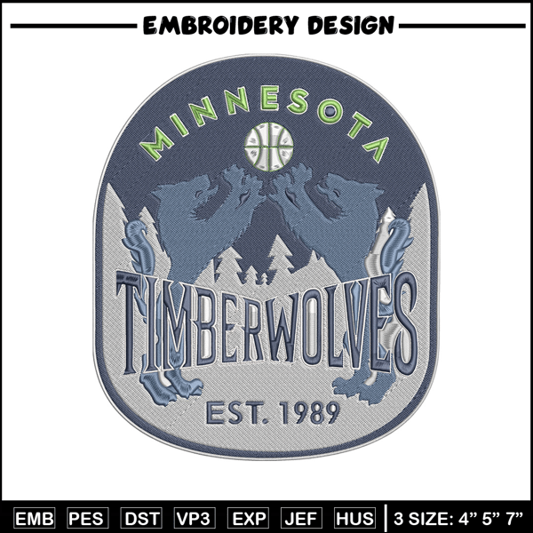 Timberwolves design embroidery design, NBA embroidery, Sport embroidery, Embroidery design, Logo sport embroidery.jpg