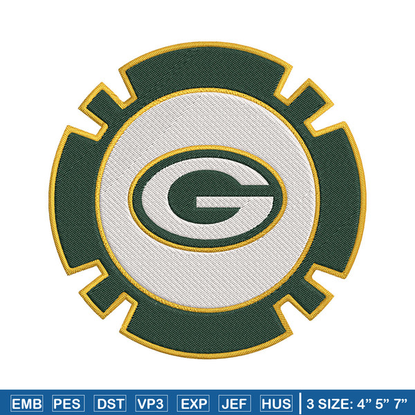 Green Bay Packers Poker Chip Ball embroidery design, Packers embroidery, NFL embroidery, logo sport embroidery..jpg