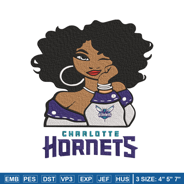 Charlotte Hornets girl embroidery design, NBA embroidery, Sport embroidery, Embroidery design, Logo sport embroidery..jpg