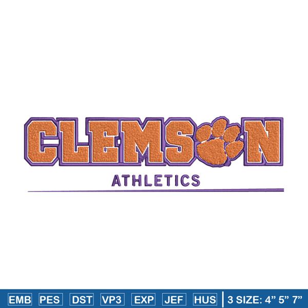 Clemson University logo embroidery design, NCAA embroidery, Sport embroidery, logo sport embroidery,Embroidery design.jpg