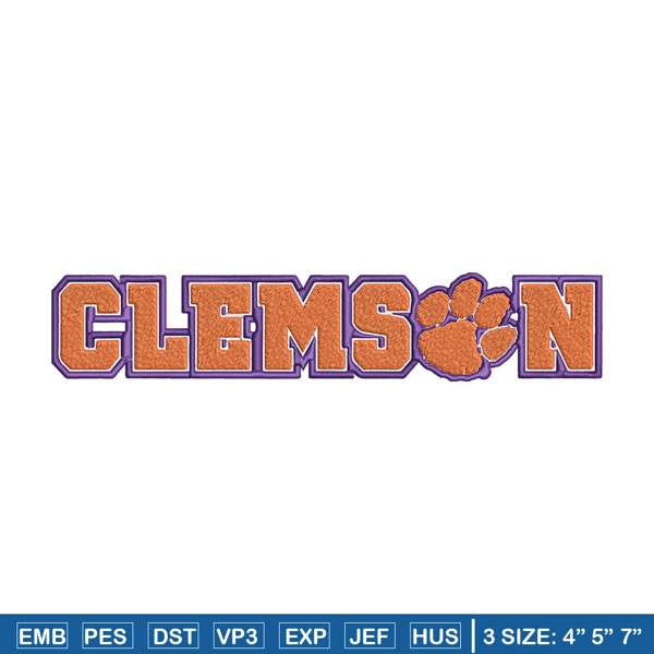 Clemson University logo embroidery design,NCAA embroidery, Sport embroidery,logo sport embroidery,Embroidery design.jpg