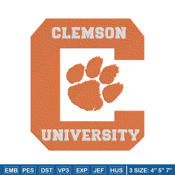 Clemson University logo embroidery design,NCAA embroidery,Sport embroidery,logo sport embroidery,Embroidery design.jpg