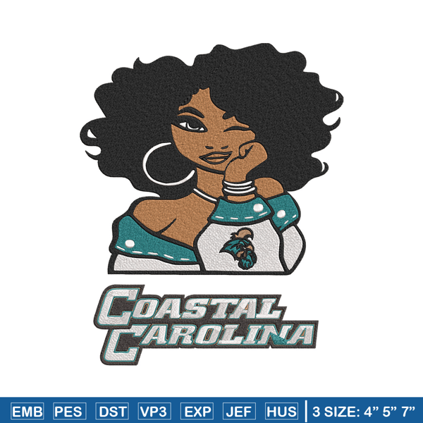 Coastal Carolina girl embroidery design, NCAA embroidery, Embroidery design,Logo sport embroidery,Sport embroidery.jpg