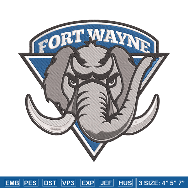 Fort Wayne mascot embroidery design, NCAA embroidery, Sport embroidery, logo sport embroidery, Embroidery design.jpg