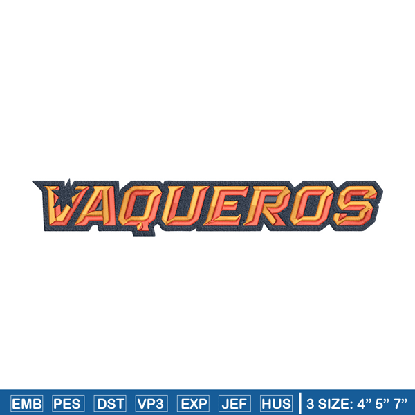 UTRGV Vaqueros Logo embroidery design, NCAA embroidery, Embroidery design, Logo sport embroidery, Sport embroidery..jpg