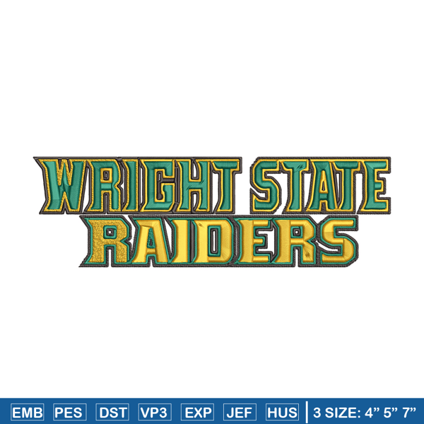 Wright State logo embroidery design, NCAA embroidery, Sport embroidery, logo sport embroidery,Embroidery design..jpg