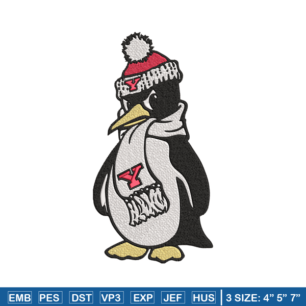 Youngstown State Peguin embroidery design, NCAA embroidery, Embroidery design, Logo sport embroidery, Sport embroidery.jpg