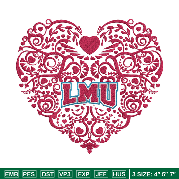 Loyola Marymount heart embroidery design, NCAA embroidery, Sport embroidery, Embroidery design, Logo sport embroidery.jpg