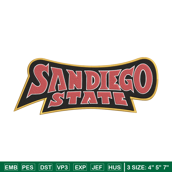 San Diego State logo embroidery design, NCAA embroidery,Sport embroidery, Logo sport embroidery, Embroidery design.jpg