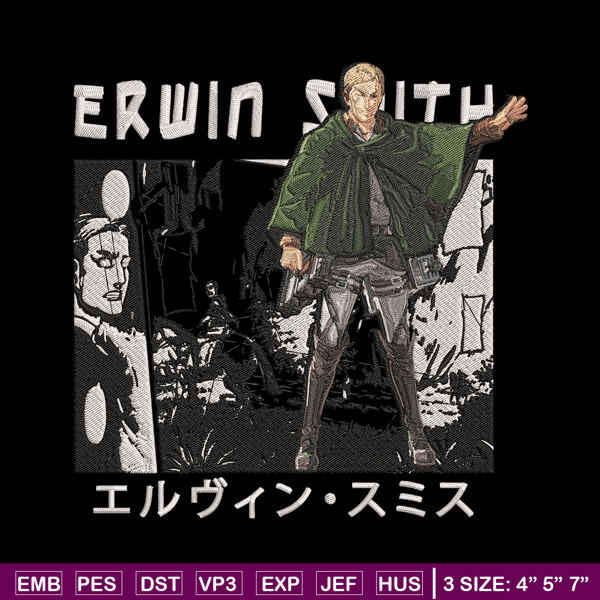 Erwin Smith Embroidery Design, Aot Embroidery, Embroidery File, Anime Embroidery, Anime shirt, Digital download.jpg