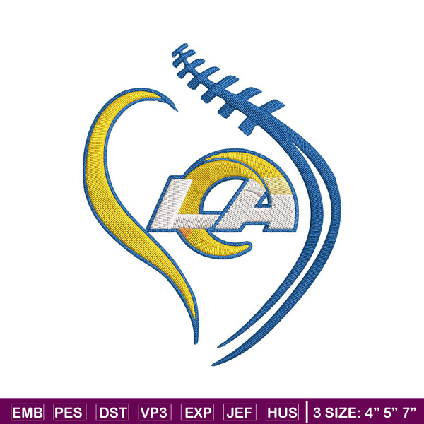Heart Los Angeles Rams embroidery design, Rams embroidery, NFL embroidery, logo sport embroidery, embroidery design.jpg