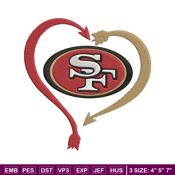 Heart San Francisco 49ers embroidery design, 49ers embroidery, NFL embroidery, sport embroidery, embroidery design..jpg