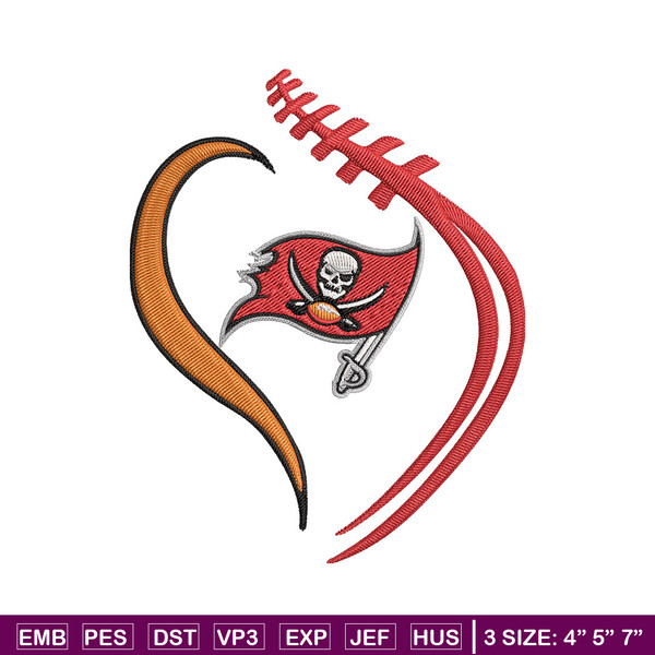 Heart Tampa Bay Buccaneers embroidery design, Buccaneers embroidery, NFL embroidery, sport embroidery, embroidery design.jpg