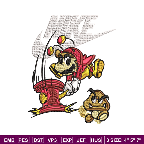 Mario bros Nike Embroidery design, Mario bros game Embroidery, Nike design, Embroidery file, Instant download..jpg