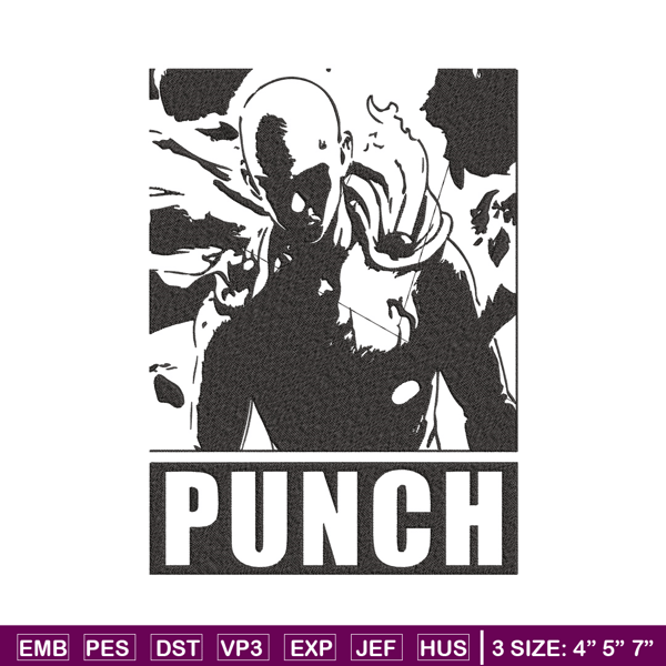 Saitama punch Embroidery Design, One punch man Embroidery, Embroidery File,Anime Embroidery,Anime shirt,Digital download.jpg