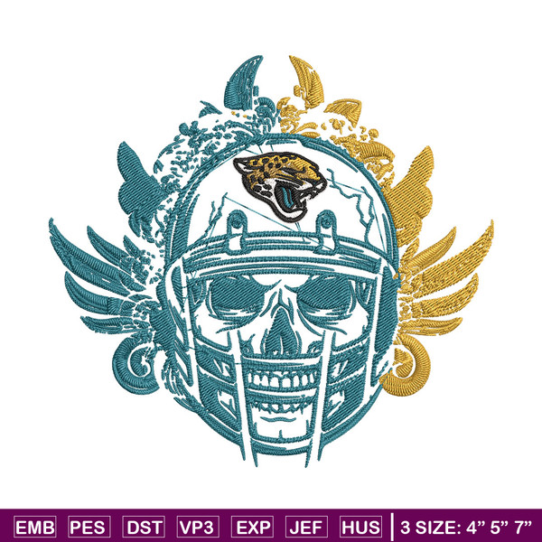 Skull Helmet Jacksonville Jaguars embroidery design, Jacksonville Jaguars embroidery, NFL embroidery, sport embroidery..jpg
