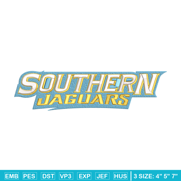 Southern Jaguars logo embroidery design, NCAA embroidery, Embroidery design,Logo sport embroidery,Sport embroidery.jpg