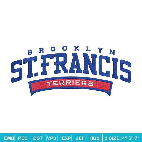 St Francis Brooklyn logo embroidery design, Sport embroidery, logo sport embroidery, Embroidery design, NCAA embroidery.jpg