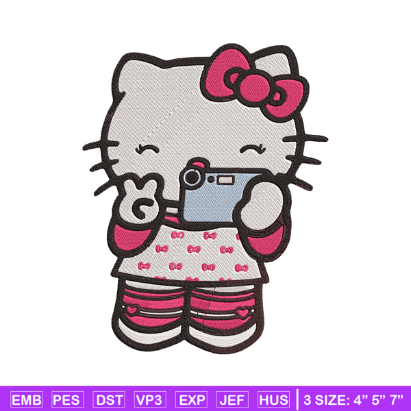 Hello kitty selfie Embroidery Design, Hello kitty Embroidery, Embroidery File, Anime Embroidery, Digital download.jpg