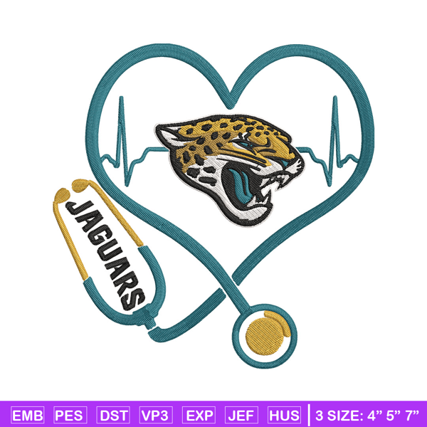 Stethoscope Jacksonville Jaguars embroidery design, Jacksonville Jaguars embroidery, NFL embroidery, sport embroidery..jpg