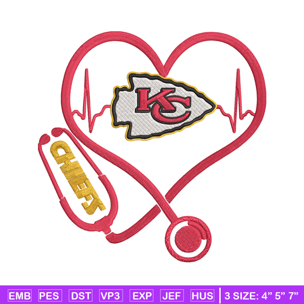 Stethoscope Kansas City Chiefs embroidery design, Chiefs embroidery, NFL embroidery, sport embroidery, embroidery design.jpg