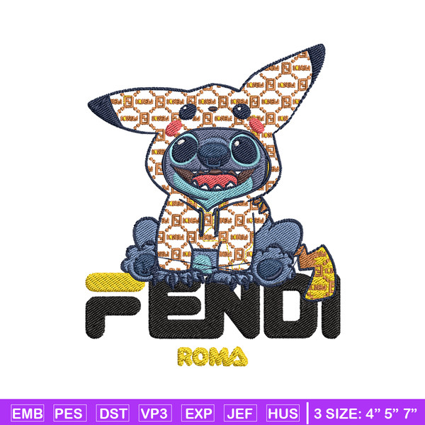 Stitch And Pikachu Fendi Embroidery design, cartoon Embroidery, cartoon design, Embroidery File, Instant download..jpg