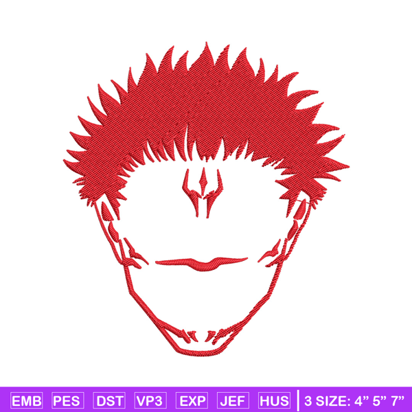 Sukuna face Embroidery Design, Jujutsu Embroidery, Embroidery File, Anime Embroidery, Anime shirt, Digital download..jpg