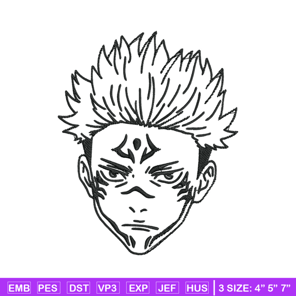 Sukuna face Embroidery Design, Jujutsu Embroidery, Embroidery File,Anime Embroidery, Anime shirt, Digital download.jpg