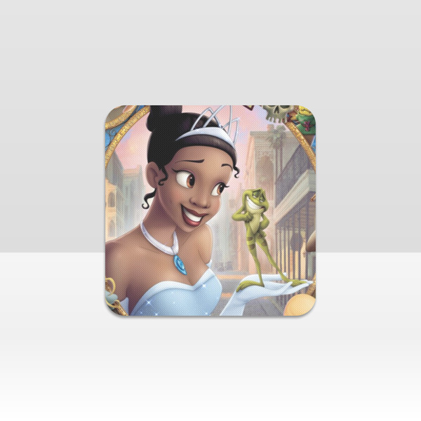 Princess and the Frog Cup Coaster, Square Drink Coaster, Round Coffee Coaster.png