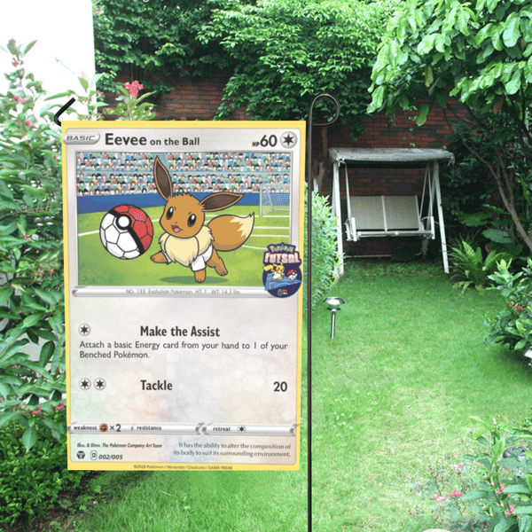 Eevee on the Ball Card Garden Flag, Yard Flag.png