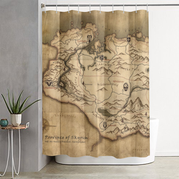 Skyrim World Map Shower Curtain.png