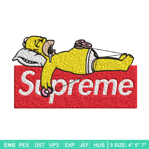 Homer Simpson supreme Embroidery design, Simpson Embroidery, cartoon design, Embroidery File, Instant download..jpg