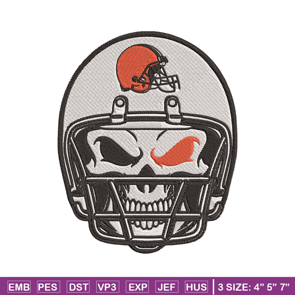 Skull Helmet Cleveland Browns embroidery design, Browns embroidery, NFL embroidery, sport embroidery, embroidery design. (2).jpg