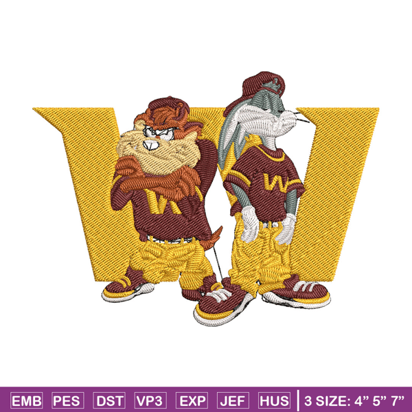 Taz And Bugs Kriss Kross Commanders embroidery design, Commanders embroidery, NFL embroidery, sport embroidery.jpg