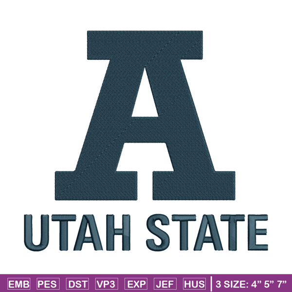 Utah State logo embroidery design, NCAA embroidery, Sport embroidery, Logo sport embroidery, Embroidery design.jpg