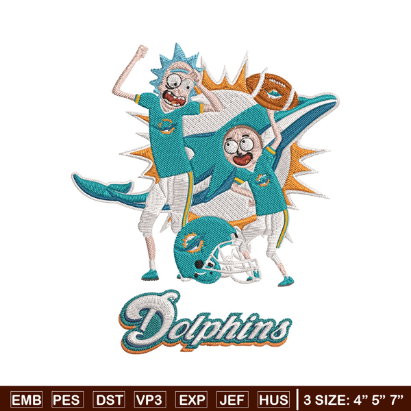 Rick and Morty Miami Dolphins embroidery design, Miami Dolphins embroidery, NFL embroidery, logo sport embroidery..jpg