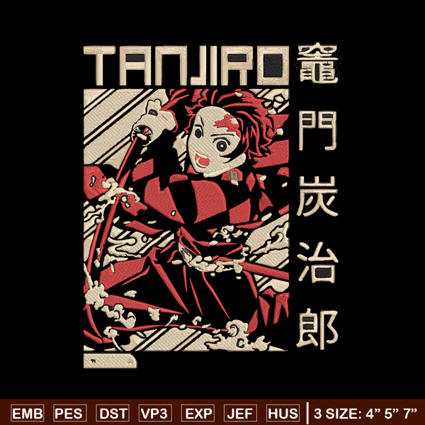 Tanjiro Poster Embroidery Design, Demon slayer Embroidery, Embroidery File, Anime Embroidery, Digital download..jpg