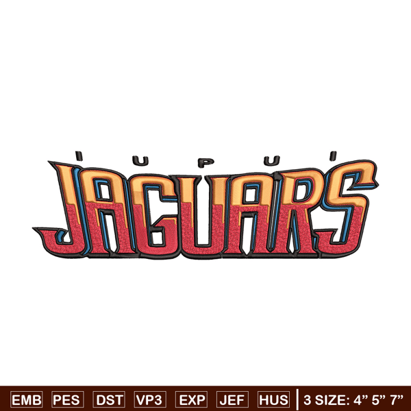 IUPUI Jaguars logo embroidery design, NCAA embroidery, Embroidery design, Logo sport embroidery, Sport embroidery.jpg