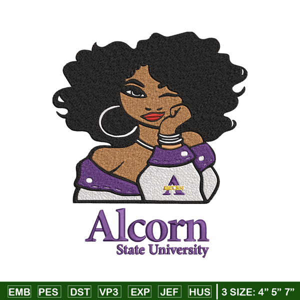 Alcorn State girl embroidery design, NCAA embroidery, Embroidery design, Logo sport embroidery, Sport embroidery.jpg