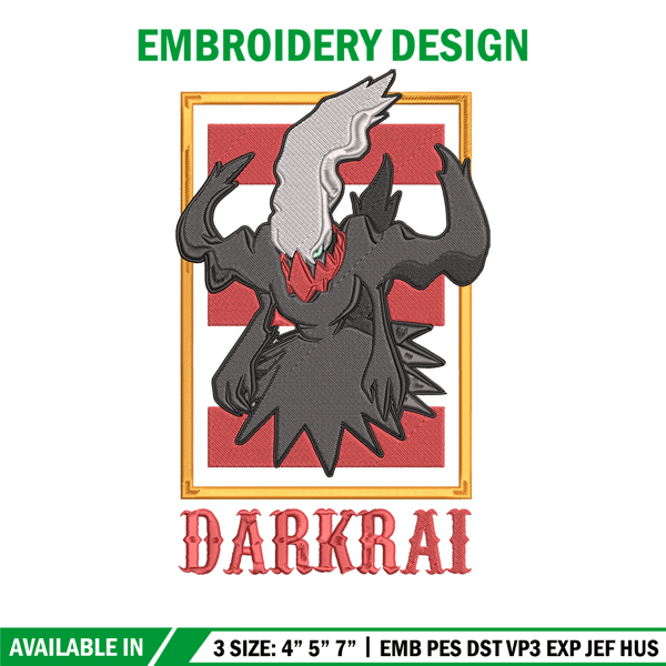 Darkrai poster Embroidery Design, Pokemon Embroidery, Embroidery File, Anime Embroidery, Anime shirt, Digital download.jpg