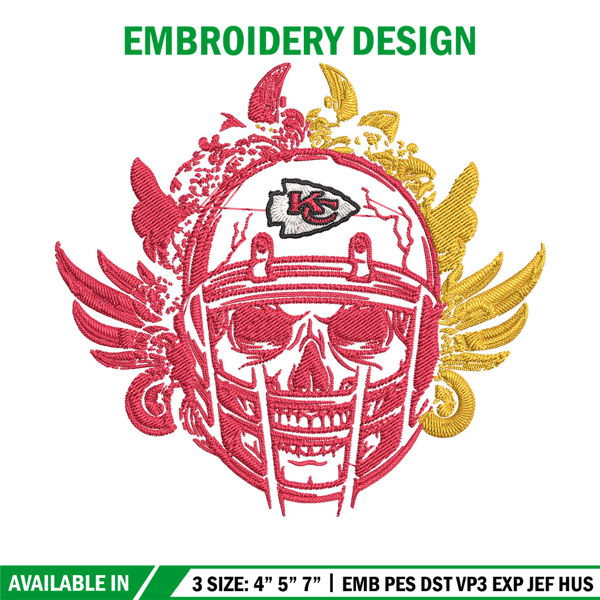 Skull Helmet Kansas City Chiefs embroidery design, Kansas City Chiefs embroidery, NFL embroidery, logo sport embroidery. (2).jpg