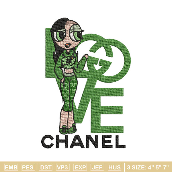 Chanel green girl Embroidery Design, Chanel Embroidery, Embroidery File, Brand Embroidery, Logo shirt, Digital download.jpg