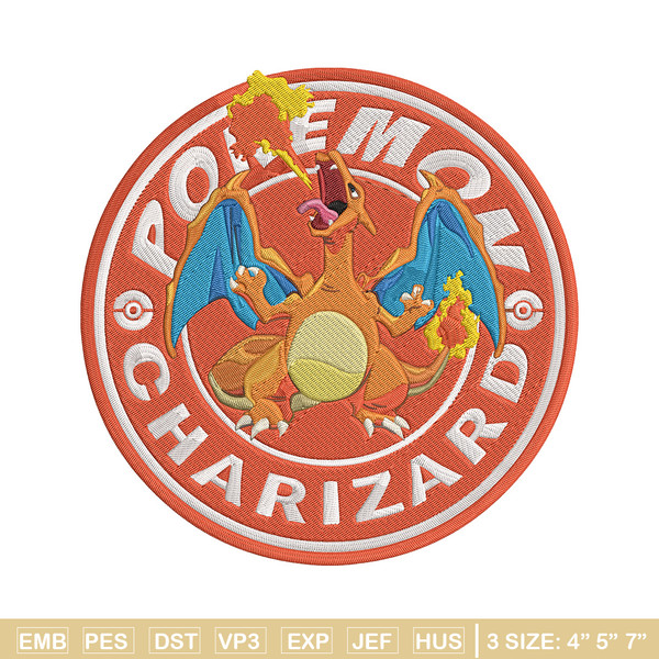 Charizard Embroidery Design, Pokemon Embroidery, Embroidery File, Anime Embroidery, Anime shirt, Digital download..jpg